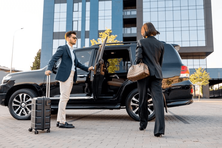 Professional chauffeur loading luggage
